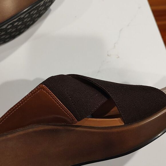 Dansko Brown Ava Wedge Slip On Cross Strap Comfort Sandals Size 38 - Picture 11 of 13